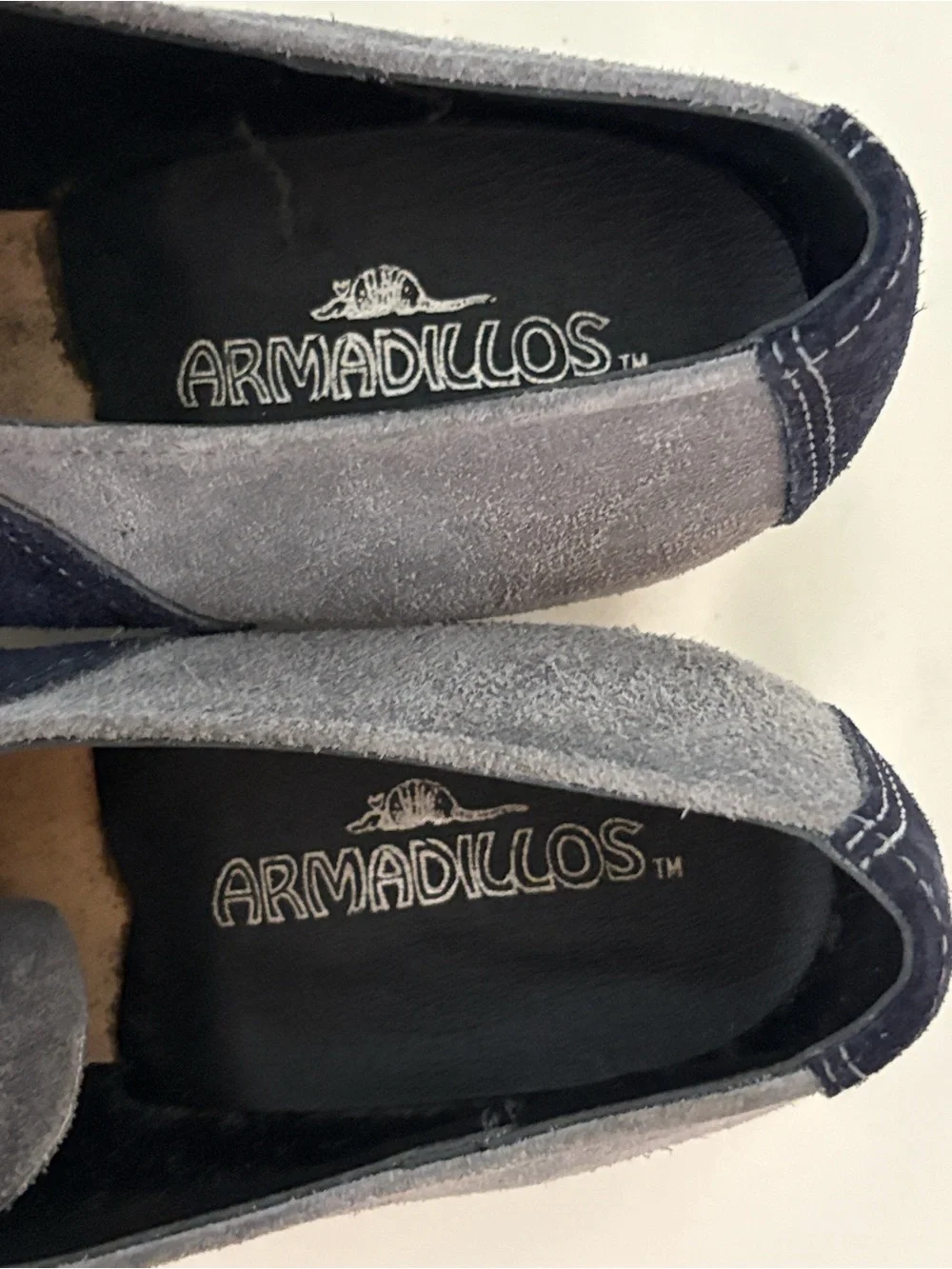 Women’s Armadillo Two-Tone Gray&Navy Suede Oxford Flats-Stylish Casual Loafers